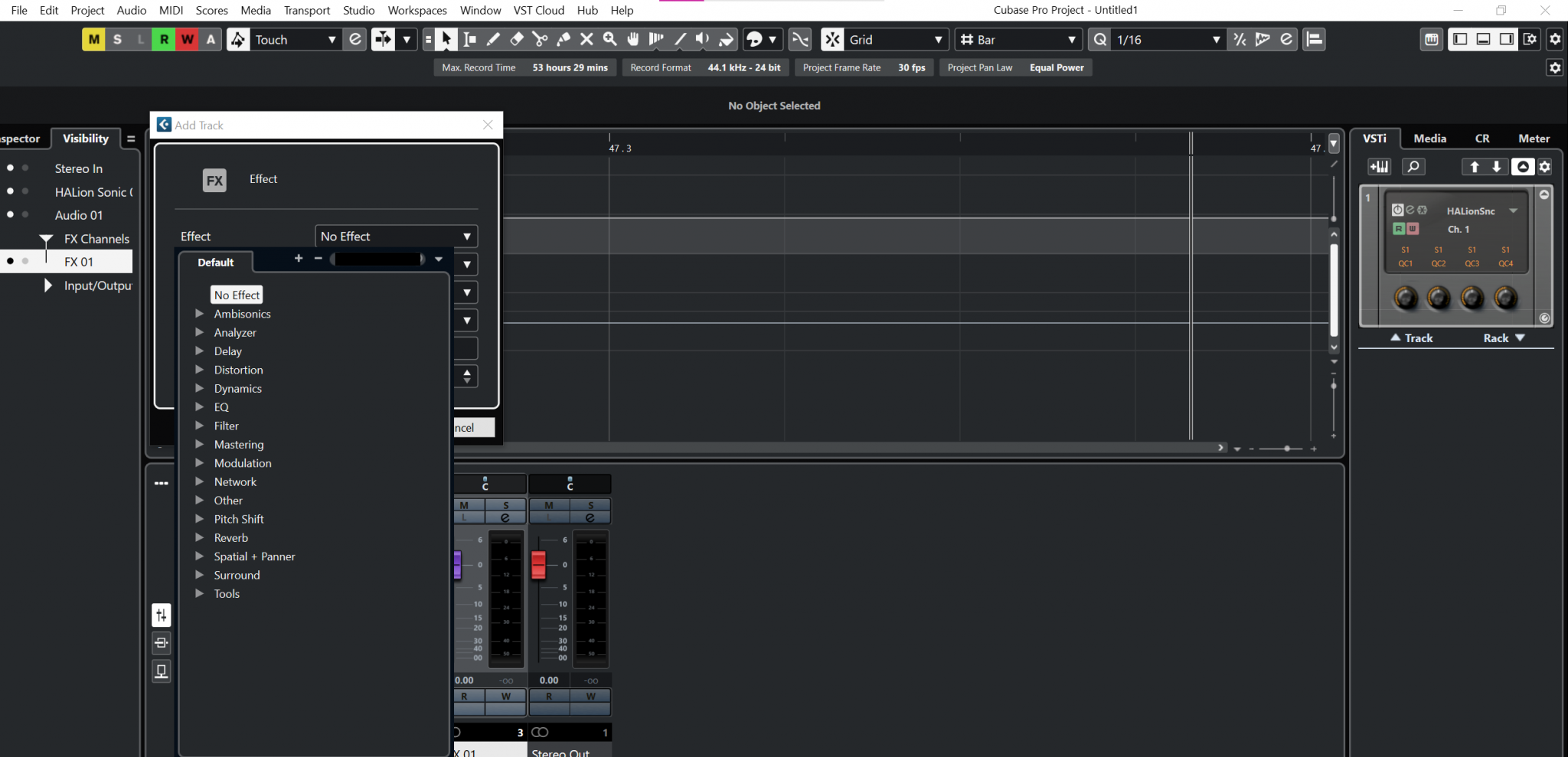 Adding effects and EQ to tracks In Cubase 12