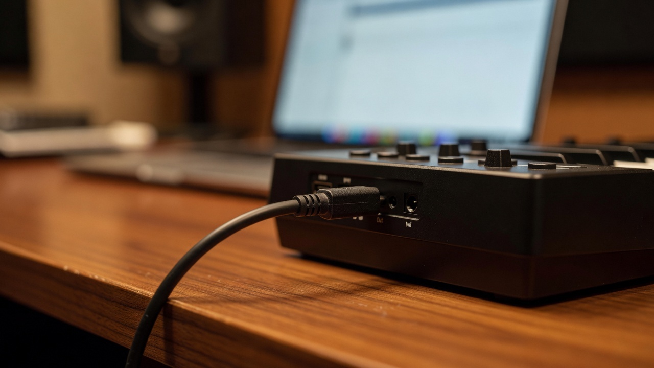 MIDI keyboard connected by USB to a laptop running FL Studio